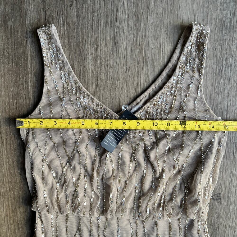 NWT Adriana Papell BHLDN Brooklyn Dress in Taupe Dress 0​​ - Picture 7 of 9